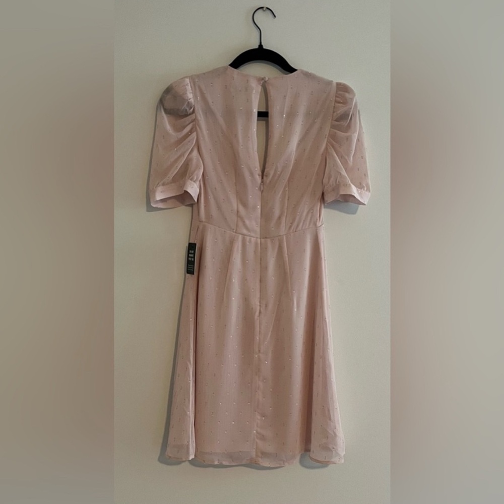 Express - Metallic Clip Dot Puff Sleeve Dress - Size XXS - Picture 11 of 12